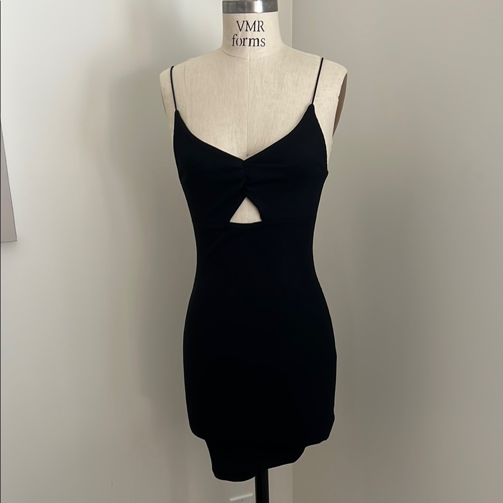 Zara Black Bodycon Mini Dress with Spaghetti Straps